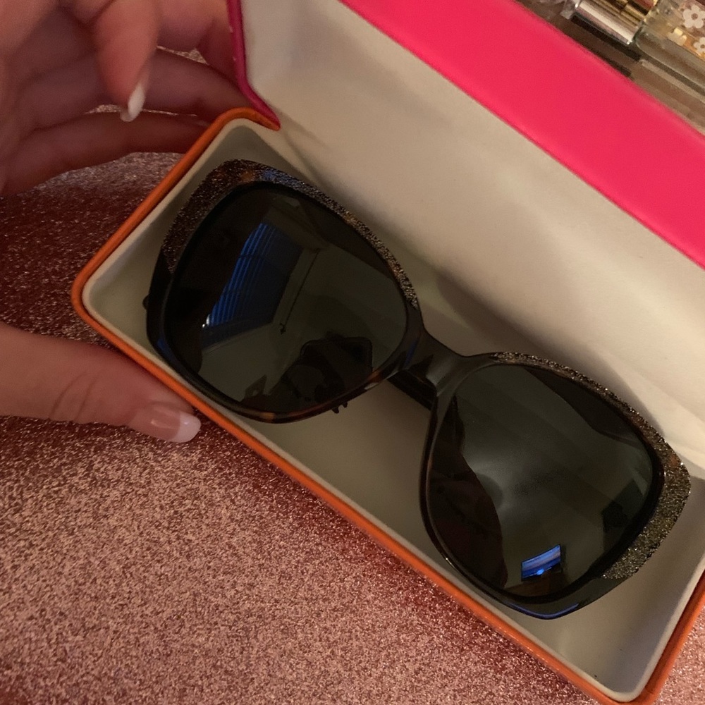 Polarized Tortoise & Glitter Kate Spade Sunglasses